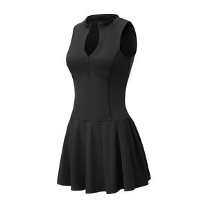 Gaun Tenis Wanita Terbaru Model Half Zip Slim Fit dengan Celana Pendek Terpisah, Kantong Samping, Cepat Kering, Cocok untuk Fitness, Outdoor, Pickleball, dan Tenis - Product Image 6