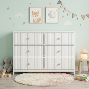 Commode à 6 tiroirs en bois <span class=keywords><strong>laqué</strong></span> <span class=keywords><strong>blanc</strong></span> moderne avec lignes sculptées pour chambre et salon - Product Image 3