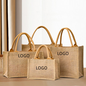 Hot Sale Customized Logo Printed Jute Shopping <strong>Bags</strong> Big Capacity <strong>Hemp</strong> Tote <strong>Bag</strong> High Visibility Customized Logo Printing - Product Image 1