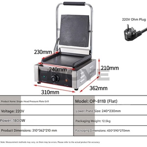 Grill panini électrique commercial 1800W <span class=keywords><strong>en</strong></span> acier inoxydable, presse à sandwich double face - Product Image 5