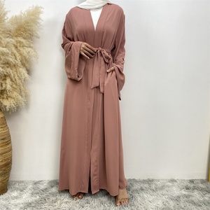 1993# Latest Designs Casual <b>Plain</b> Open <b>Abaya</b> High Quality Islamic Clothing Muslim Dubai Abayas Women Clothing Wholesale - Product Image 3