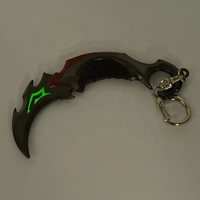 Mini modèle d'armes en métal porte-clés de jeu Valorants accessoires couteaux modèle porte-clés avec lumineux pour cadeau créatif