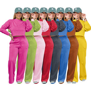 Pull sweat + pantalon à jambes larges automne vêtements pour femmes sport décontracté deux pièces ensemble de pantalons - Product Image 2