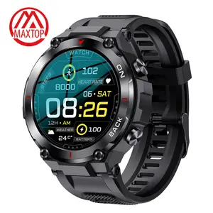 Maxtop Health Monitor Lange Batterie 1.32 HD-Bildschirm 3ATM Wasserdicht K37 GPS Tracking Smartwatch Outdoor Sports Men Smart Watch