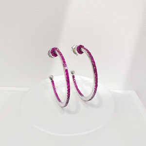 custom plata 925 silver Luxury <b>Emerald</b> Cut <b>earring</b> big cc girls party 18k gold plated green rose red zirconia fashion <b>earrings</b> - Product Image 4
