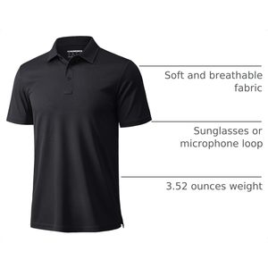 Camiseta Personalizada de Manga Corta Negra para Hombre, Tejido Piqué, Transpirable, de Secado Rápido, Color Sólido Informal, Corte Regular, 100% Poliéster - Product Image 4