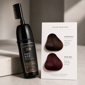 Crema de Coloración Capilar Rojo Vino Vibrante Chuyan - Tonos Borgoña Intensos - Pigmento de Larga Duración para Amantes de la Moda - Product Image 3