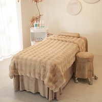 Ensemble de draps de table de massage super doux kaki Couvre-lit à cils Spa Salon Linge de table de massage Topper de lit de spa Tissu velours cristal