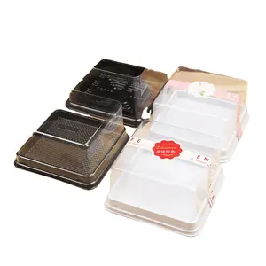 사각 상자 베이킹 치즈 무스 4 인치 투명 포장 상자로 자른 멜레 케이크