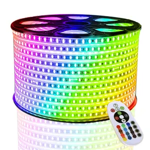 220V 110V LED 灯条 5050 50m 100m roll IP67 防水 RGB 双色绳照明可调光