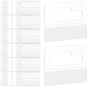 Clear Plastic Hang Tags 200 Pack Self <b>Adhesive</b> Rectangle Waterproof For Retail Store Display - Product Image 1
