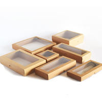 Boite Cadeau Transparent Avant Cadeau Fleur Boîte Mini PVC Couvercle Kraft Papier Boîte D'emballage Avec Fenêtre Transparente