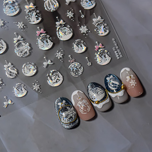 5D gaufrage noël ongles conceptions <span class=keywords><strong>flocon</strong></span> <span class=keywords><strong>de</strong></span> <span class=keywords><strong>neige</strong></span> décalcomanies noël ongles autocollants décorations noël presse sur les ongles - Product Image 2