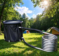Bain à remous extérieur au bois pour jardin, avec réservoir galvanisé et serpentin de chauffage en acier inoxydable pour le glamping