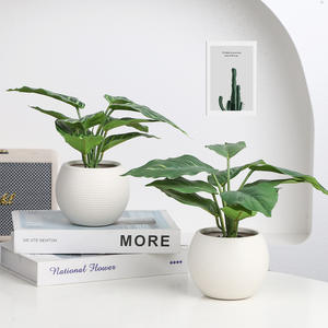 Bonsai Decorativo da Interno con Foglie di Taro Artificiali Verdi, Resistente ai Raggi UV, Ecologico e Senza Manutenzione, 85cm - Product Image 5