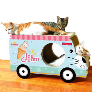 Large Corrugated Cardboard <b>Cat</b> Scratching Post School Bus <b>Cat</b> <b>Bed</b> With Cartoon Pattern 60x26.5x34cm Single Level <b>Cat</b> <b>Tree</b> - Product Image 3