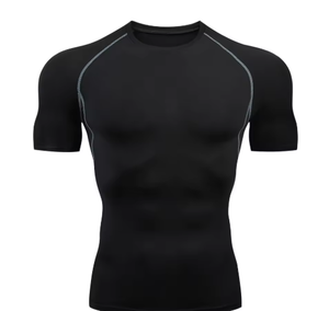 Camiseta Térmica de Secado Rápido para Hombre, para Entrenamiento Físico, 100% Algodón, Logotipo Personalizado, 210 Gramos, Manga Corta, Cuello Alto Simulado - Product Image 2
