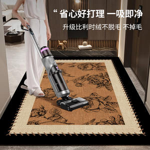 Heman – tapis de porte rectangulaire de luxe à fleurs rétro, antidérapant, pour entrée, usage domestique, en fibre de polyester, résistant aux taches - Product Image 5