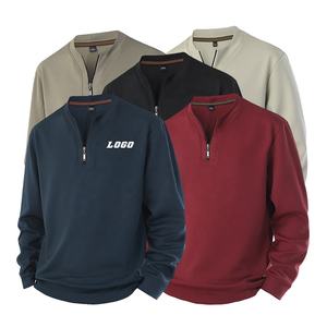 Felpa da Jogging mezza Zip da esterno felpa da uomo con cappuccio 1/4 con Zip <span class=keywords><strong>T</strong></span>-Shirt a maniche lunghe con Logo sportivo Plus Size - Product Image 2