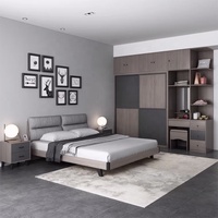 Meubles de maison King Queen Size cadre de lit en cuir chambre principale en bois massif MDF ensemble chambre moderne d'hôtel OEM