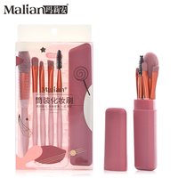 MALIAN Kit de pinceaux de maquillage professionnels mats écologiques rose naturel 5 pièces Outils de beauté pour le fond de teint Ensemble de pinceaux pour le visage en plastique