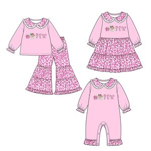 Ensembles Haut et Jupe Longue à Manches Longues pour Bébés Filles, Imprimé à Pois Personnalisé, Vente en Gros, Vêtements Assortis pour Sœurs, Tendance, Boutique, Vacances, Doux - Product Image 2