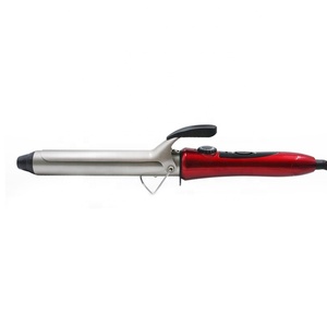 Rizador cónico de flor de pera esmaltada de cerámica roja al por mayor de fábrica, rizador de pelo casero de 9-38mm, herramientas de estilismo MCH de temperatura LCD - Product Image 1