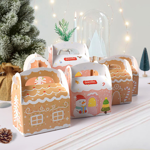 Cajas de Regalo Navideñas con Diseños Coloridos de Jengibre, Caja de Cartón para Dulces y Galletas con Asas, Artículos para Fiestas Navideñas - Product Image 1