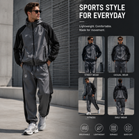 Ensemble sportif décontracté deux pièces bicolore pour homme, coupe-vent, imprimé, respirant, sweat-shirt à capuche entièrement zippé, pantalon de jogging à taille élastique