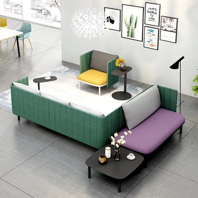 Ticari mobilya resepsiyon salonu rahat köşe ofis kanepeler dayanıklı kesit kumaş koltuk takımı mobilya oturma odası