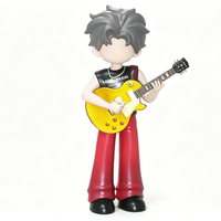 Figurine de collection en PVC personnalisée, musicien rock avec guitare électrique dorée, jouet design, cadeau musical, objet de présentation