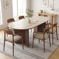 Ensemble de table à manger rectangulaire en bois massif de style rétro nordique 6 places, meubles modernes pour la maison ou l'hôtel