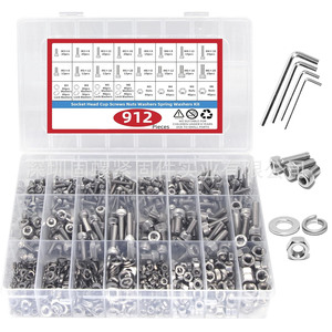 304 Stainless Steel Socket Head Screw Nut Washer Kit 912pcs DIN912 Hex Drive <b>Tool</b> <b>Set</b> - Product Image 1