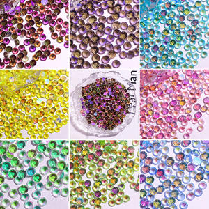 Nouveauté très vendue : Cristal de verre rond chaud Elf Aurora à fond plat pour nail art coloré, autocollant pour ongles DIY, strass - Product Image 2