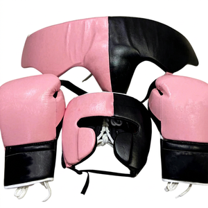 Brand New Custom Made Boxing Set Factory Manufacture Latest Model Pro Punching Leather Boxing Gloves Groin Guard And Head Gear - Product Image 1