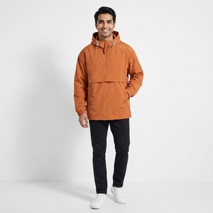 Men OEM Autumn Vintage Style Canvas Windbreaker <b>Jacket</b> with Stand Collar <b>Waterproof</b> Snow & Rain Protection Hooded Front Logo - Product Image 1