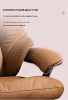 Chaise de bureau pivotante ergonomique inclinable en cuir véritable, design luxueux, base en acier, utilisation en salle de sport