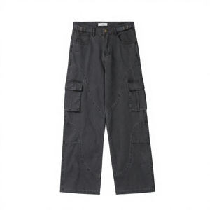 Pantalon <span class=keywords><strong>de</strong></span> <span class=keywords><strong>travail</strong></span> américain 11KN pour hommes et femmes, style rétro délavé, design déstructuré, grandes poches tridimensionnelles, coupe droite - Product Image 1