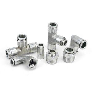 All Pneumatic Fittings <b>Quick</b> Plug Copper Plated Nickel Stainless Steel <b>Connector</b> Straight Elbow Tee PLF - Product Image 1