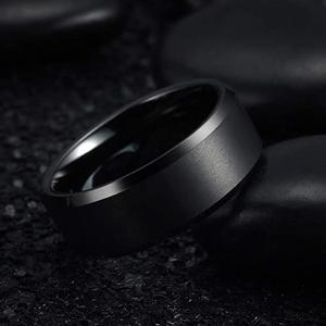 빠른 배송 소멘 TR808 6mm 블랙 광택 트렌디 기하학적 남성용 텅스텐 카바이드 반지 플랫 약혼 결혼 반지 선물 - Product Image 6