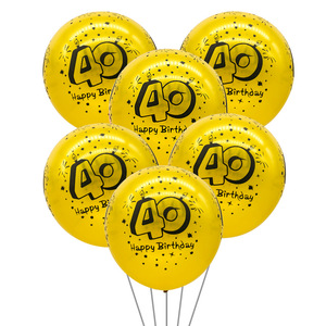 Globo de Látex con Número de Cumpleaños, 12 Pulgadas, 2.8g, Impresión Plateada en Caliente, Decoración para Fiesta de 40 Años - Product Image 2