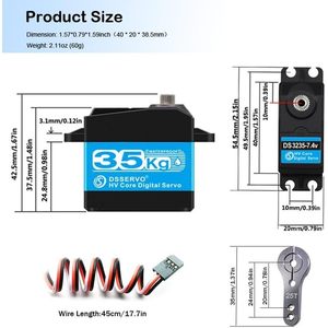 เซอร์โว Dsservo 35 กก. ดิจิตอล กันน้ำ แรงบิดสูง สำหรับรถบังคับวิทยุ พร้อมเกียร์สแตนเลส - Product Image 5