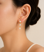Boucles d'oreilles pendantes Muweike en argent sterling 925 vermeil avec zircon, motif étoile, élégantes pour femme, bijoux raffinés