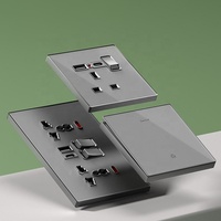Prises électriques murales en verre trempé gris britannique 13A, prises de chargeur rapide Usb Type C 20W avec voyant LED Malte