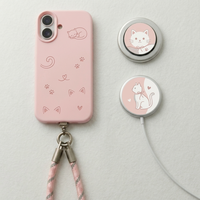 Ensemble cadeau d'accessoires pour téléphone personnalisés, coque de téléphone en silicone, cordon de poignet, support magnétique, chargeur sans fil, fabrication OEM ODM