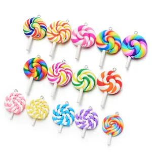 מותאם אישית סיטונאי מעורב צבעוני 3D עיצובים שרף סוכריות lollipop תליון קסמי diy מעצב צמיד תכשיטי ביצוע
