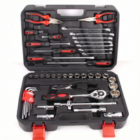 Jeu de douilles MAIBANG 125 pièces en acier au chrome-vanadium, 3/8 "-1/4 "-1/2", avec clé à cliquet, pour réparation automobile, coffret rigide
