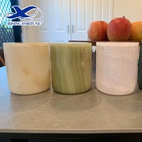 Pot à bougie cylindrique en marbre tendance pour la maison, vide, pour chauffe-cire et aromathérapie, en onyx vert, avec couvercle