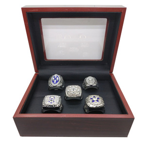 Dallas Cowboys Championship Ring Set 5 Piece Gold Silver Alloy Men's Jewelry Gift <b>Box</b> Included - Product Image 4