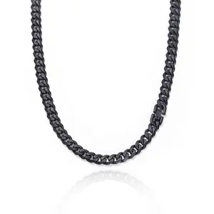 Factory Price Personality Water Proof Black Plating 316L Stainless Steel Link Chain Necklace For Men